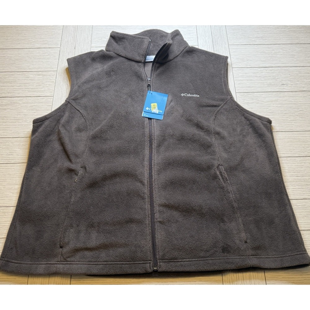 Columbia NWT Men's Brown Full Zip Outdoor Poly Vest Sz 3X MSRP $50 Gorpcore